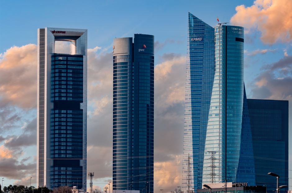 Madid financial district, left of the Cepsa Tower, Madrid