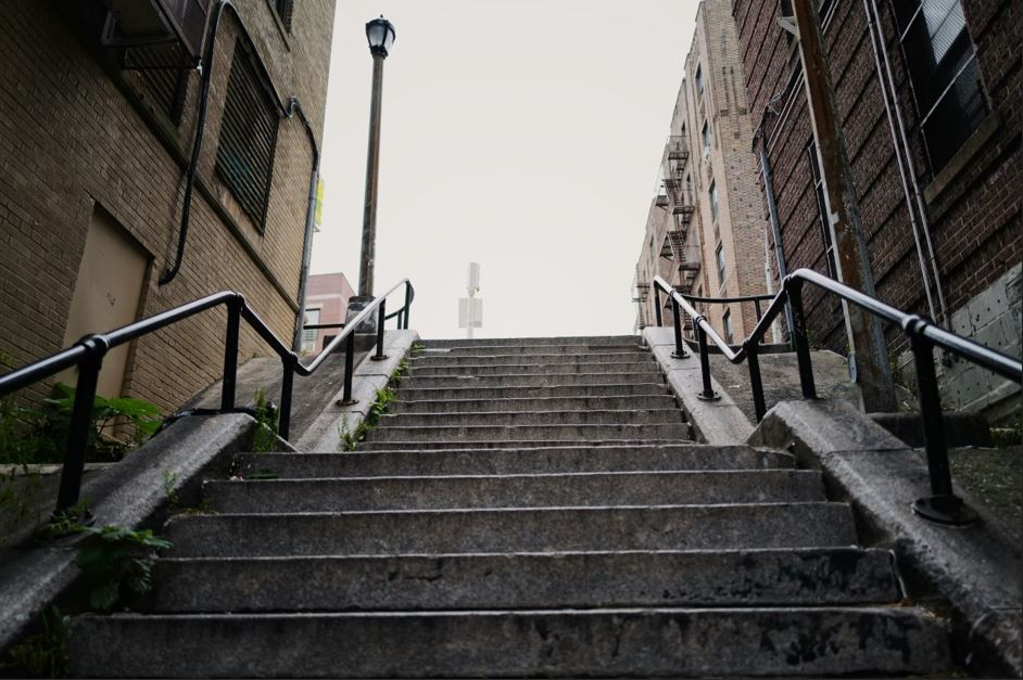 Grey concrete stairs